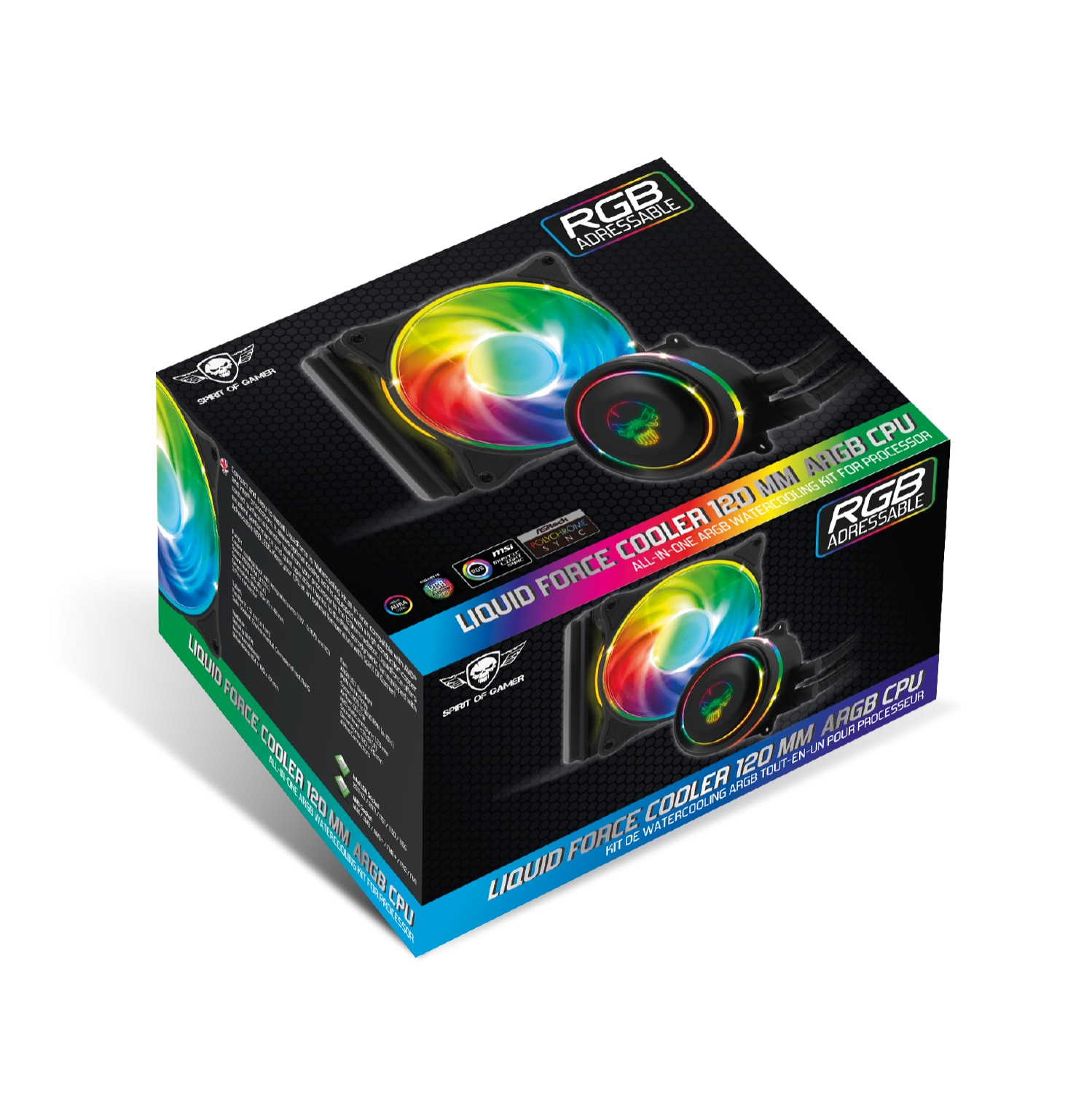 Matériels informatique watercooling SPIRIT Of GAMER LIQUID FORCE 120 MM ARGB SOG-LC120RGB infinytech Réunion 5