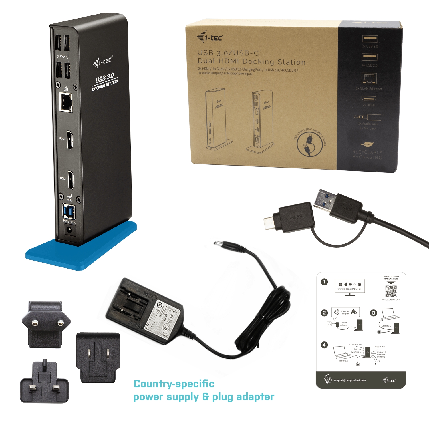 Matériels informatique i-tec USB 3.0 USB-C Dual HDMI Docking Station infinytech Réunion 2