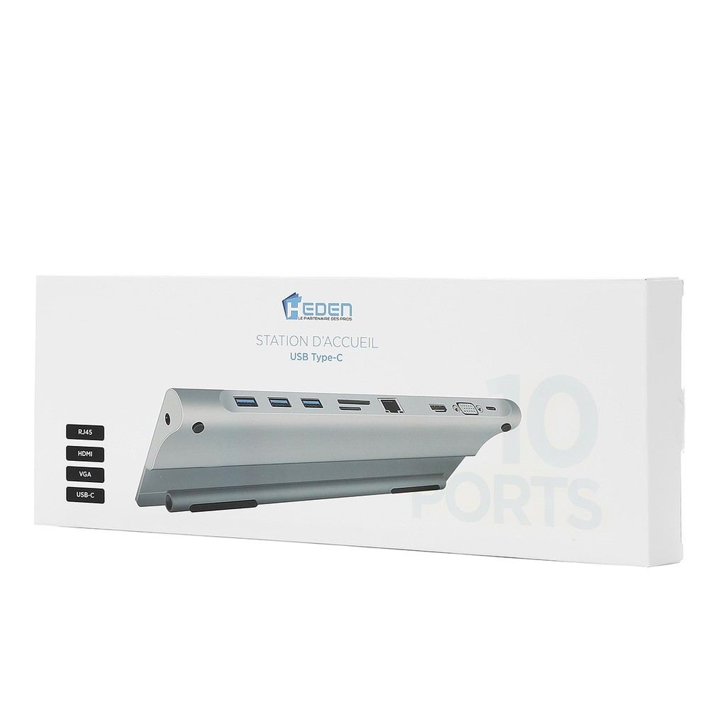 Matériels informatique station daccueil USB-C HEDEN HUBUSBC10PORT 10 ports infinytech Réunion 03