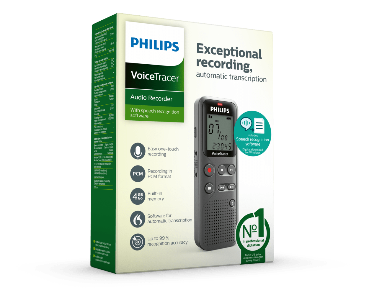 Matériels informatique dictaphone PHILIPS DVT1115 4 Go infinytech Réunion 03