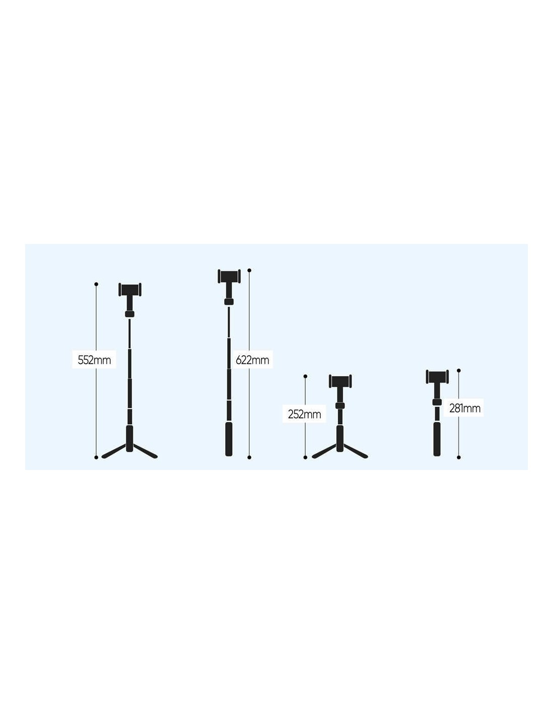 Accessoires téléphonie perche selfie Bluetooth 3en1 AKASHI avec stabilisateur infinytech Réunion 04