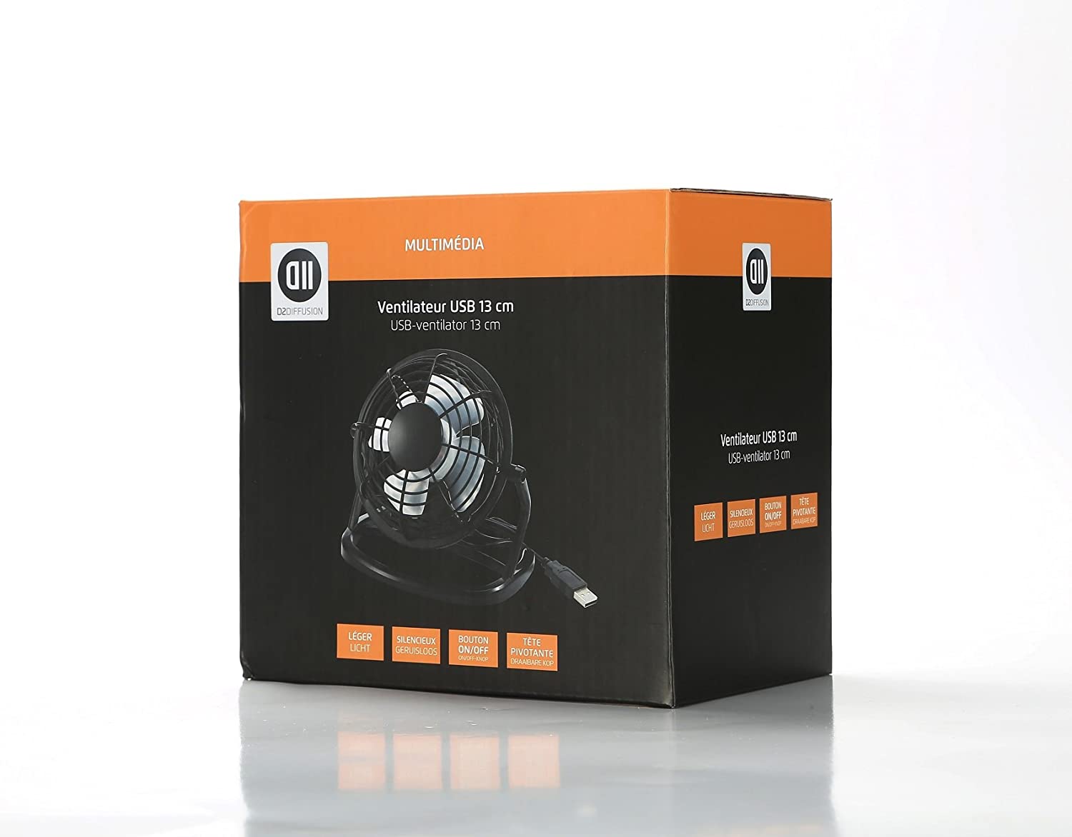 Accessoires ventilateur USB D2 DIFFUSION D2VENT13 Noir 13cm rotation 360 infinytech Réunion 02