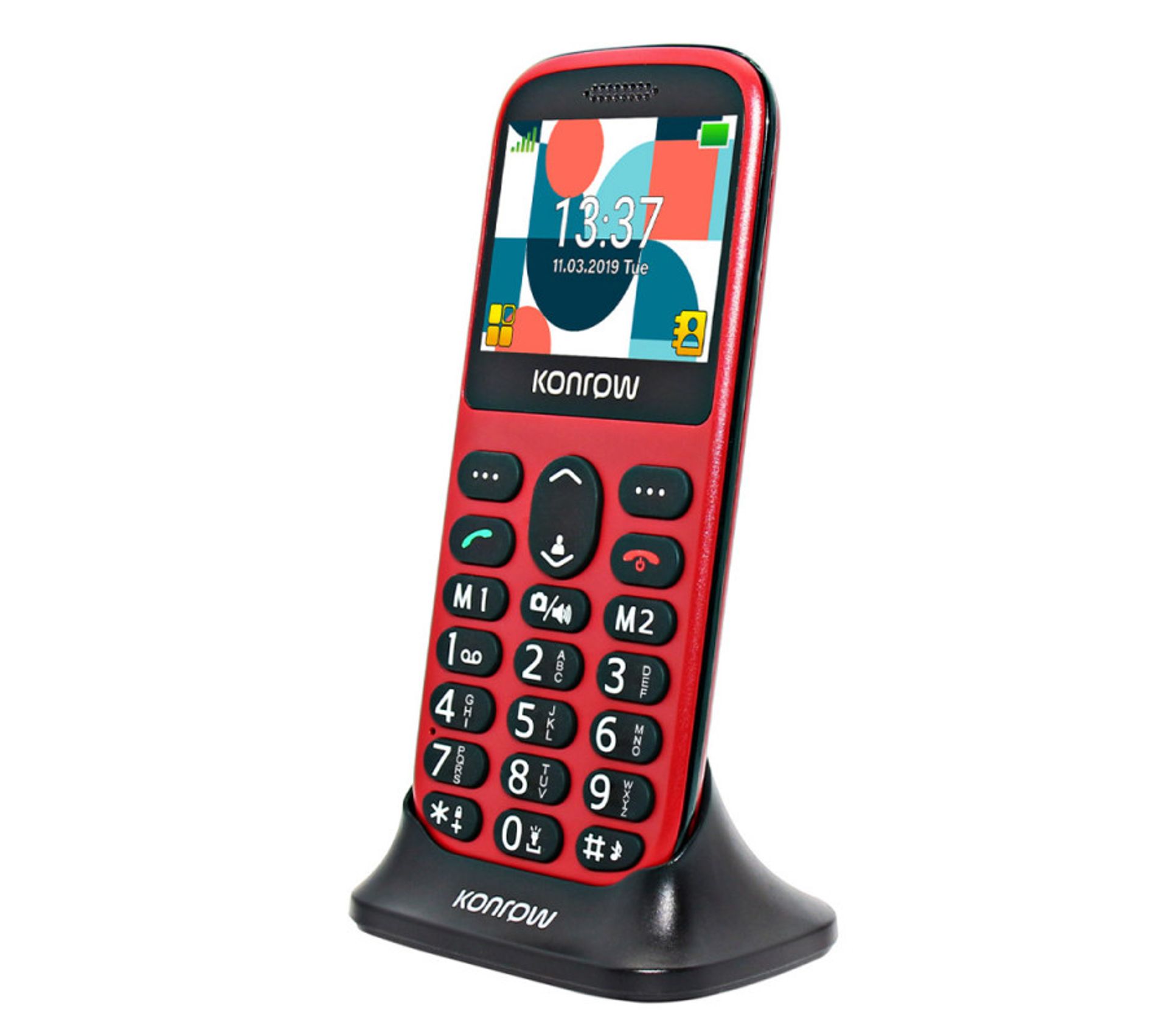Téléphonie mobile GSM KONROW Senior 231 Rouge avec dock de charge infinytech Réunion 01