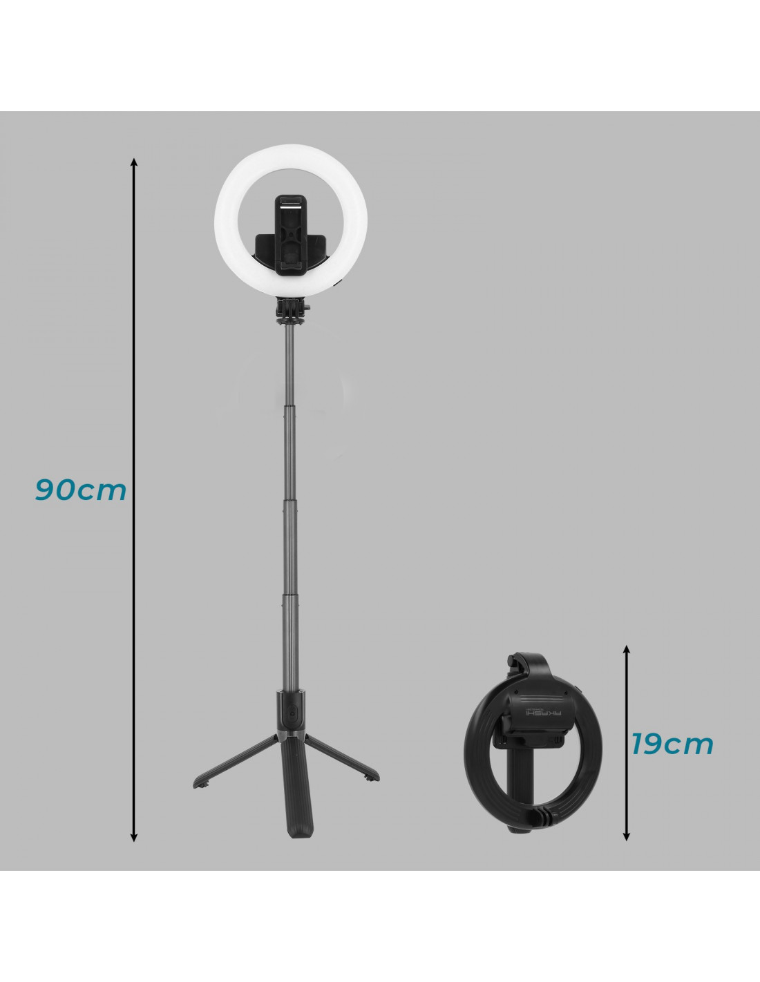 Accessoires téléphonie perche selfie AKASHI avec anneau lumineux infinytech Réunion 03