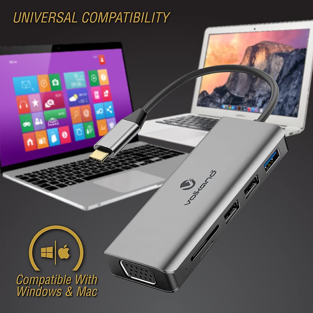 Matériels informatique station daccueil USB-C VOLKANO VK-20140-BK HDMI VGA USB3 infinytech Réunion 04