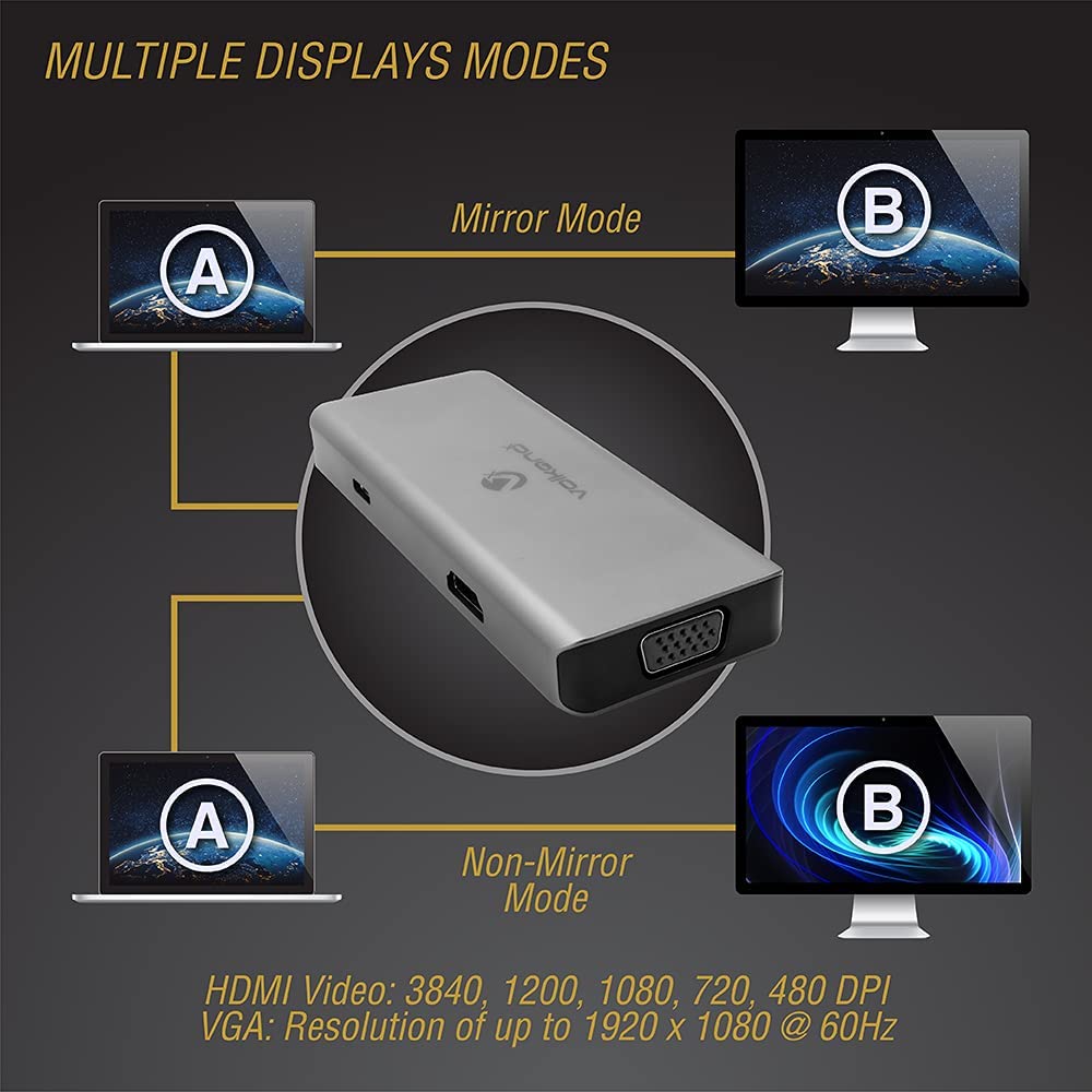 Matériels informatique station daccueil USB-C VOLKANO VK-20140-BK HDMI VGA USB3 infinytech Réunion 03