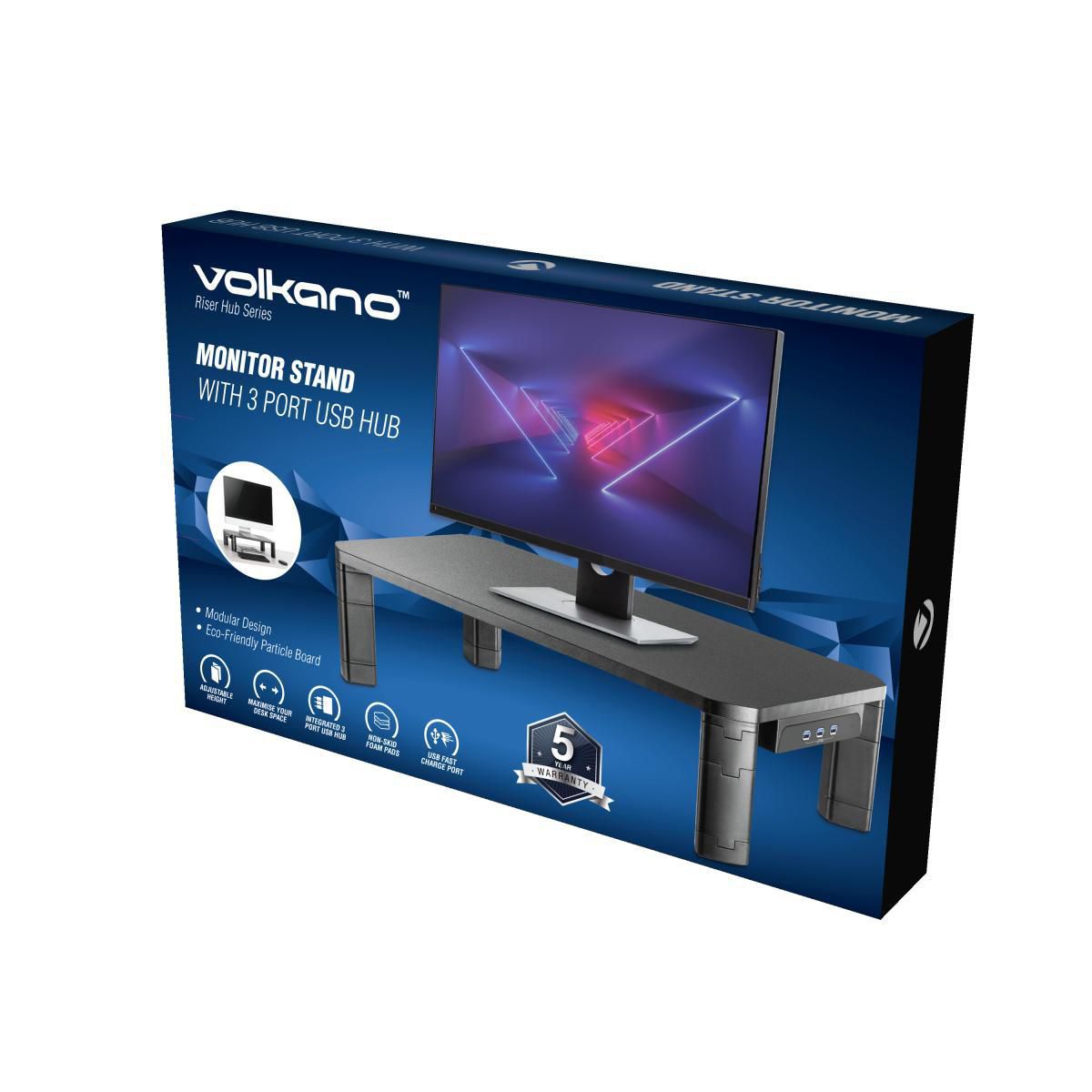 Accessoires informatique support écran VOLKANO VK-4009-BK 3 ports USB 3.0 infinytech Réunion 03