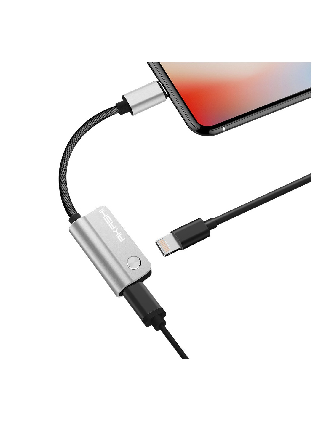 Accessoires téléphonie adaptateur audio AKASHI Double Lightning infinytech Réunion 03