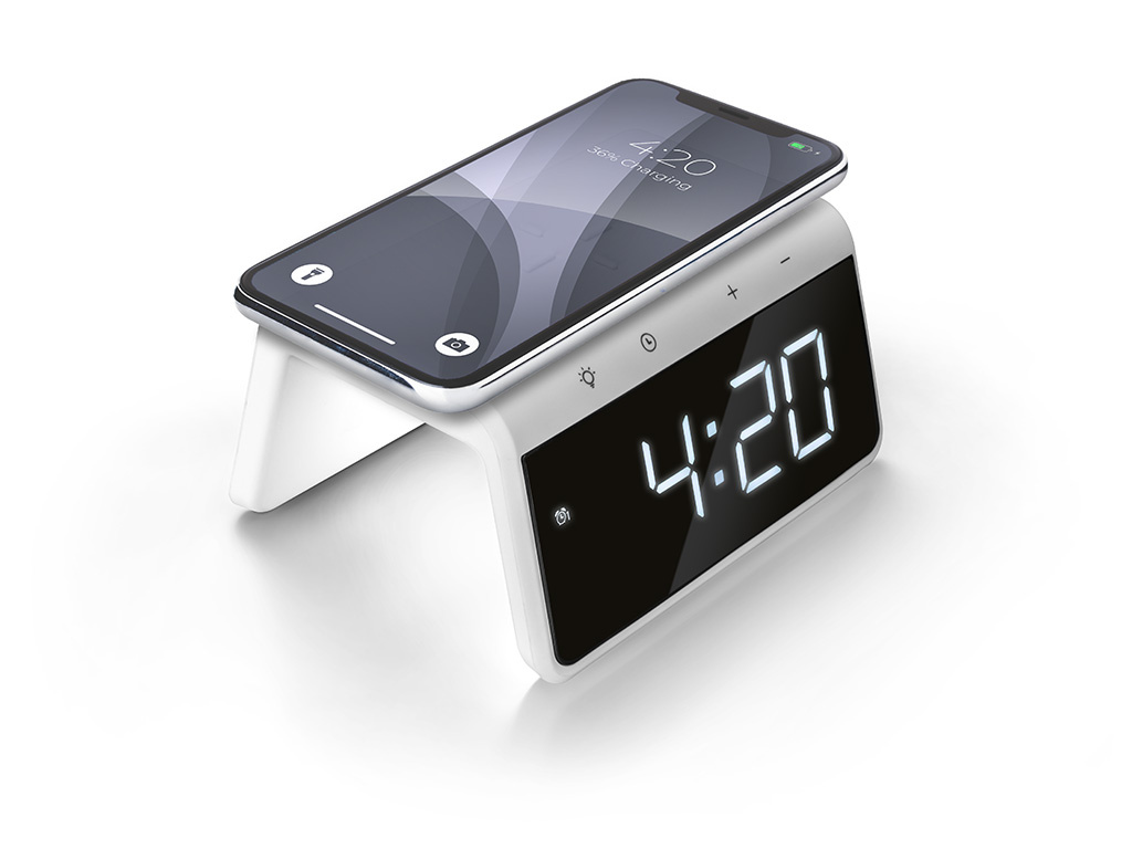 Petit électroménager réveil avec recharge sans fil CALIBER HCG019QI Blanc infinytech Réunion 02
