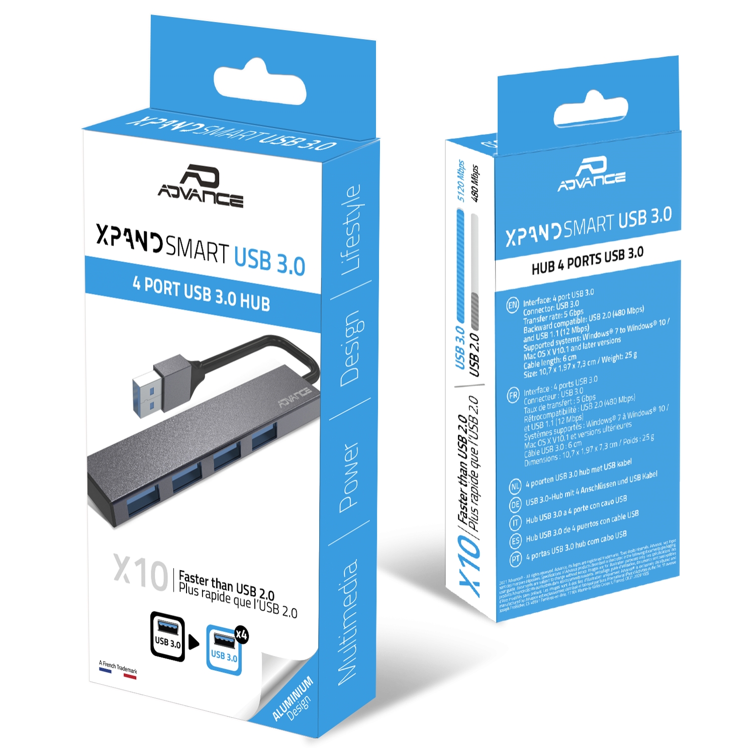 Matériels informatique HUB ADVANCE XPAND SMART USB 3.0 HUB-405AL infinytech Réunion 03