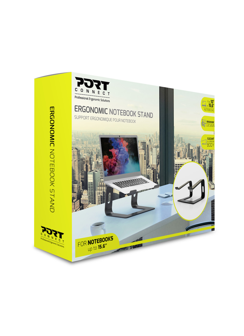 Accessoires informatique support ergonomique PORT DESIGNS 901103 pour pc portable 15.6 pouces infinytech Réunion 02