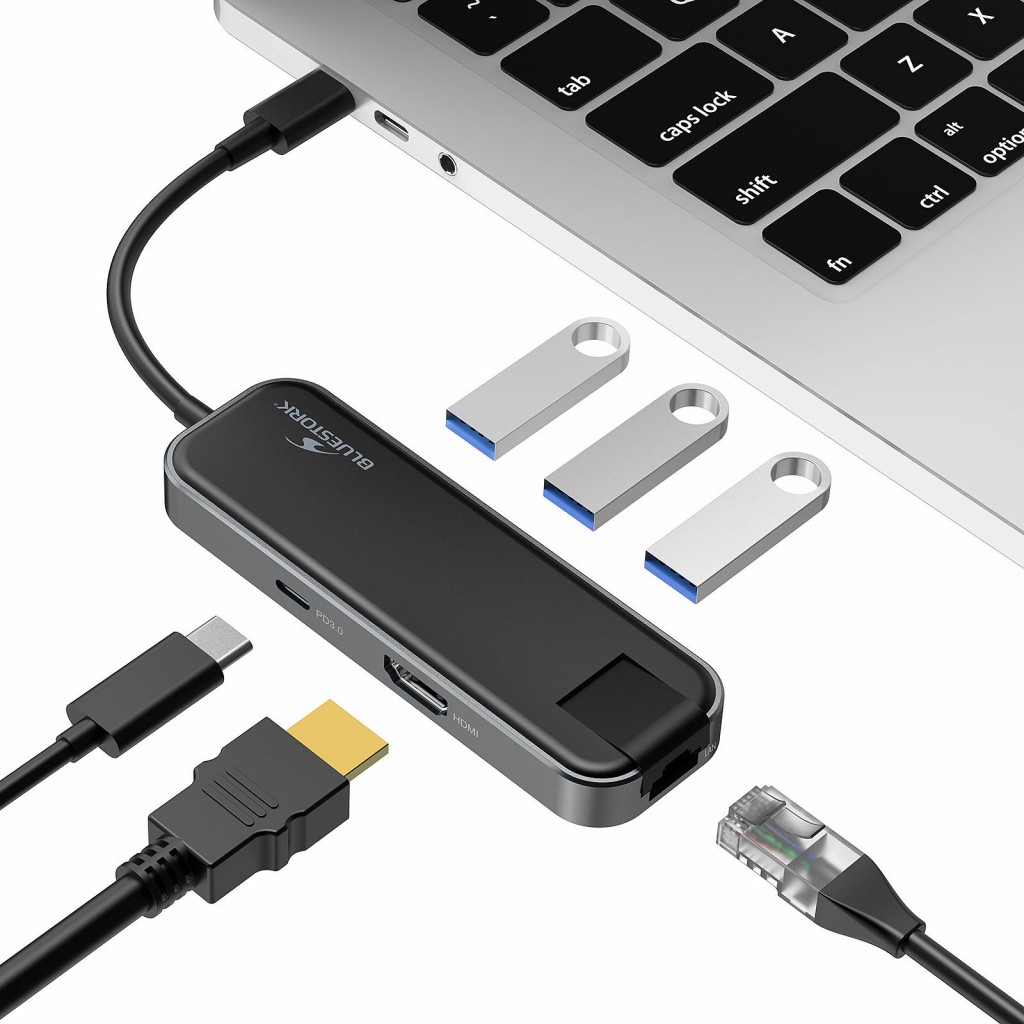 Matériels informatique hub USB-C BLUESTORK 3 Ports USB 2.0 HDMI USB Type C et RJ45 infinytech Réunion 03