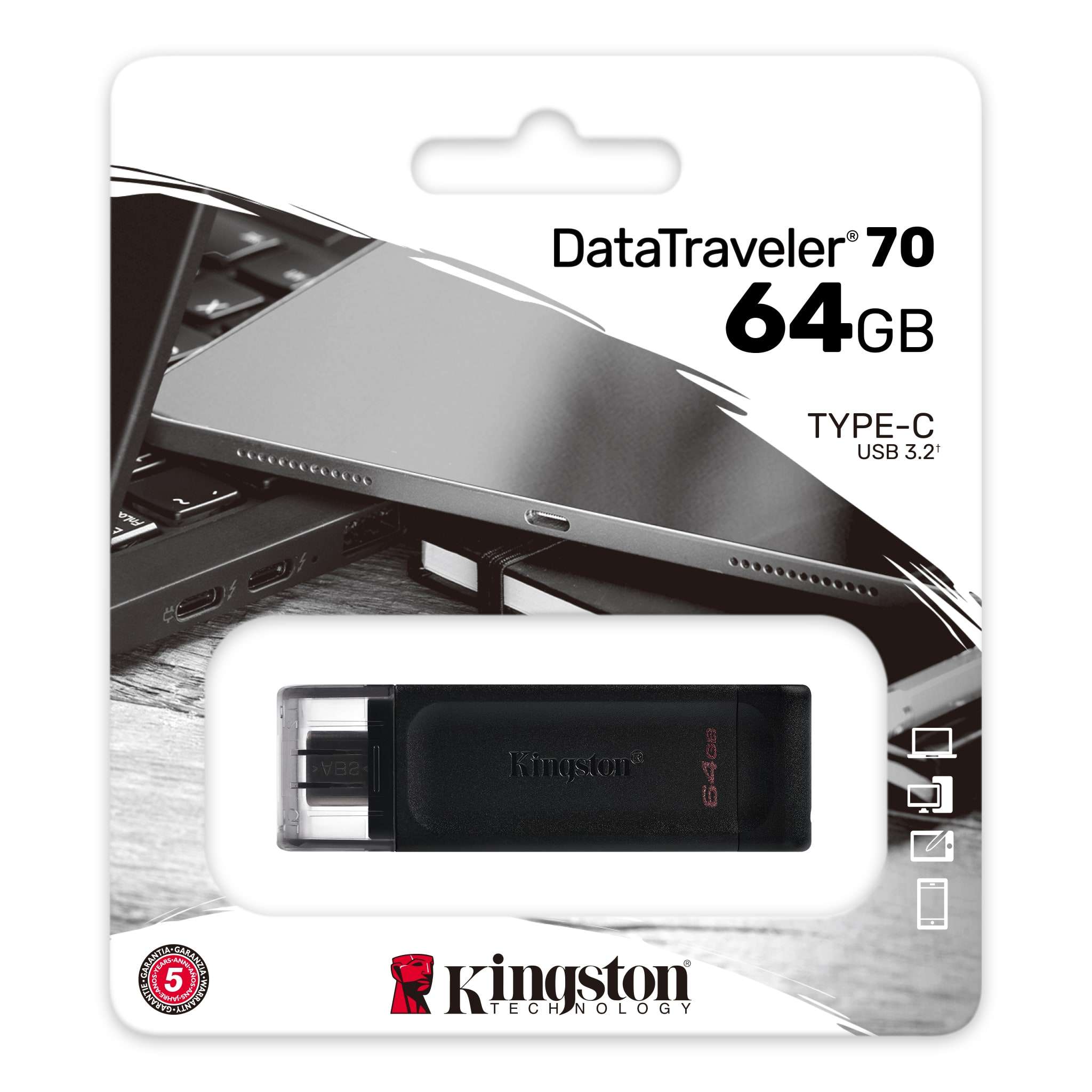 Matériels informatique clé USB Type-C KINGSTON DataTraveler 70 64Go infinytech Réunion 03