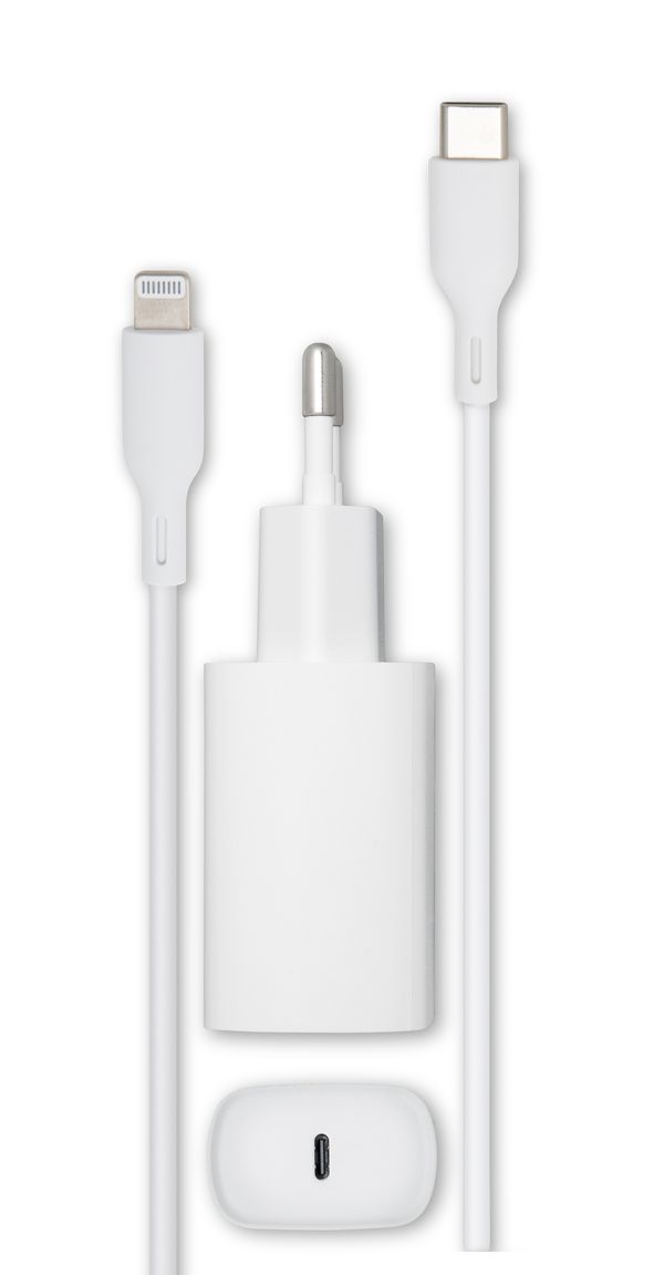 Chargeur et câble RADIOLA USB-C Lightning 1m Blanc - infinytech