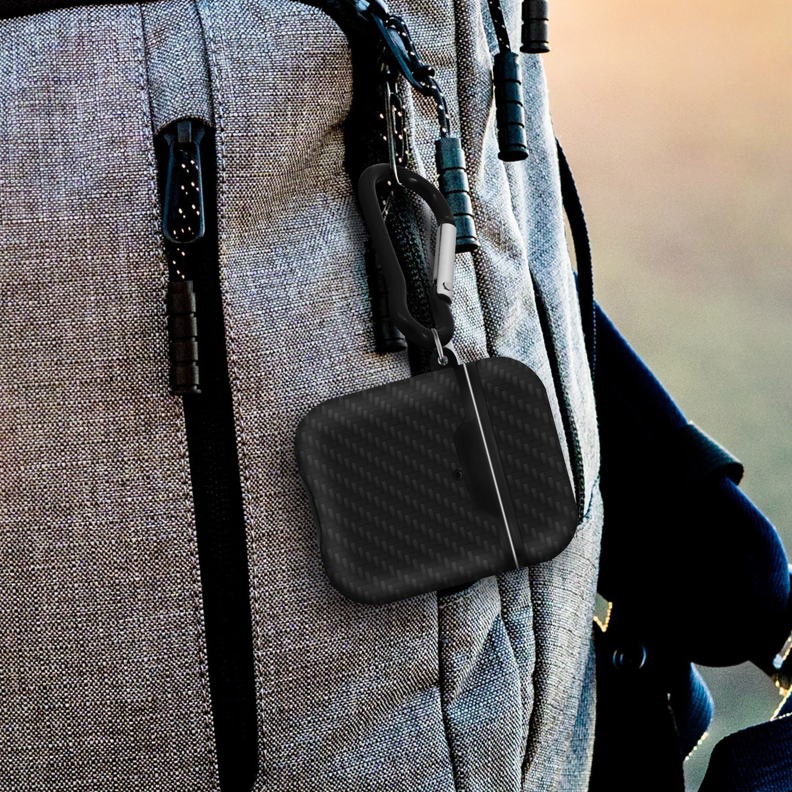 Accessoires audio coque anti-chocs AKASHI ALTAIRPODBLK pour AirPod 1 et 2 Carbone Noir infinytech Réunion 04