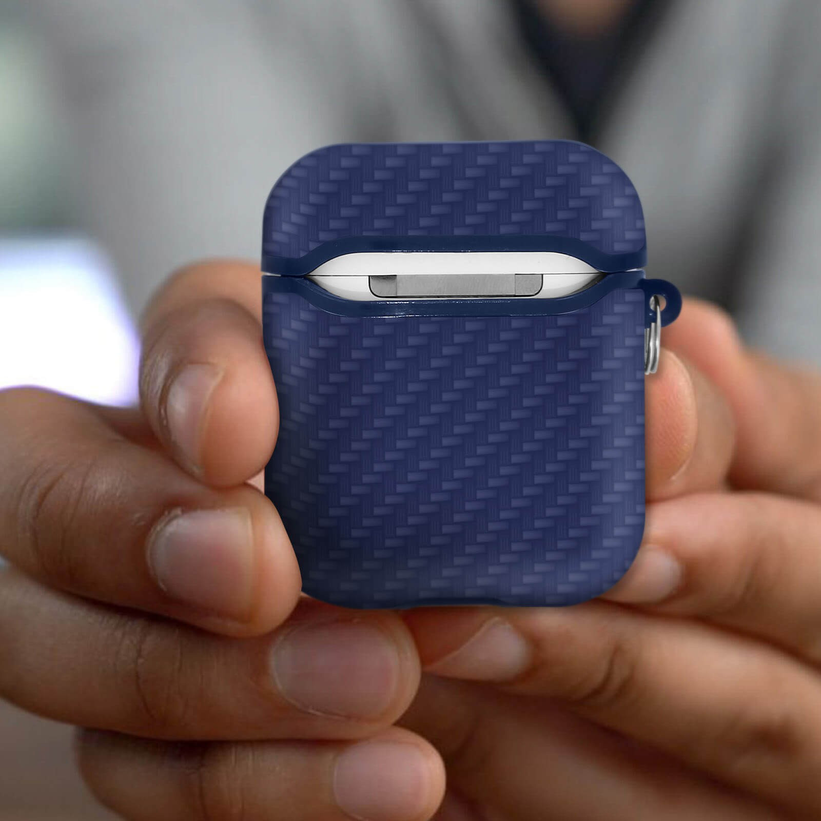 Accessoires audio coque anti-chocs AKASHI ALTAIRPODBLU pour AirPod 1 et 2 Bleu Marine infinytech Réunion 03