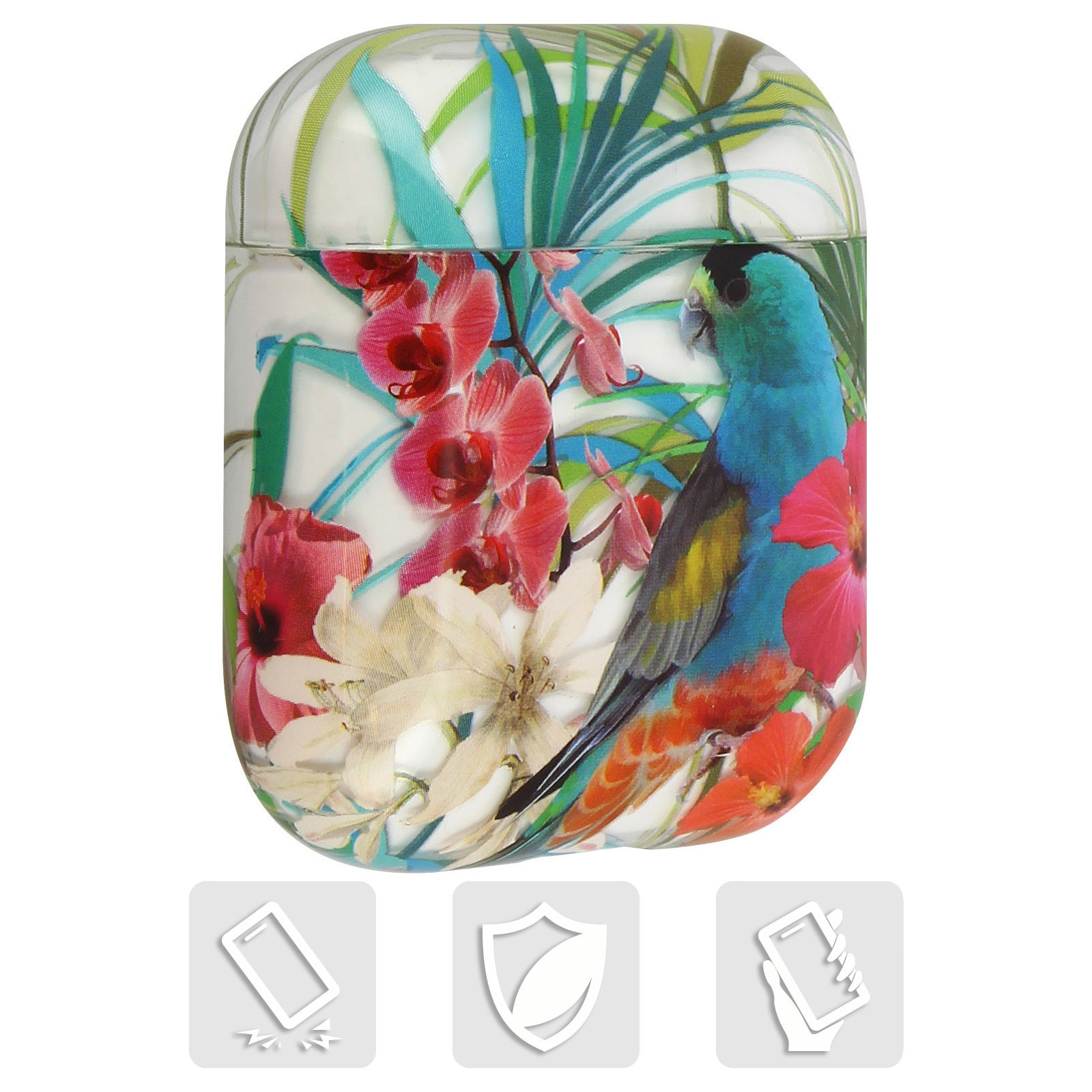 Accessoires audio coque anti-chocs AKASHI ALTAIRPODTROP pour AirPod 1 et 2 Tropical infinytech Réunion 01
