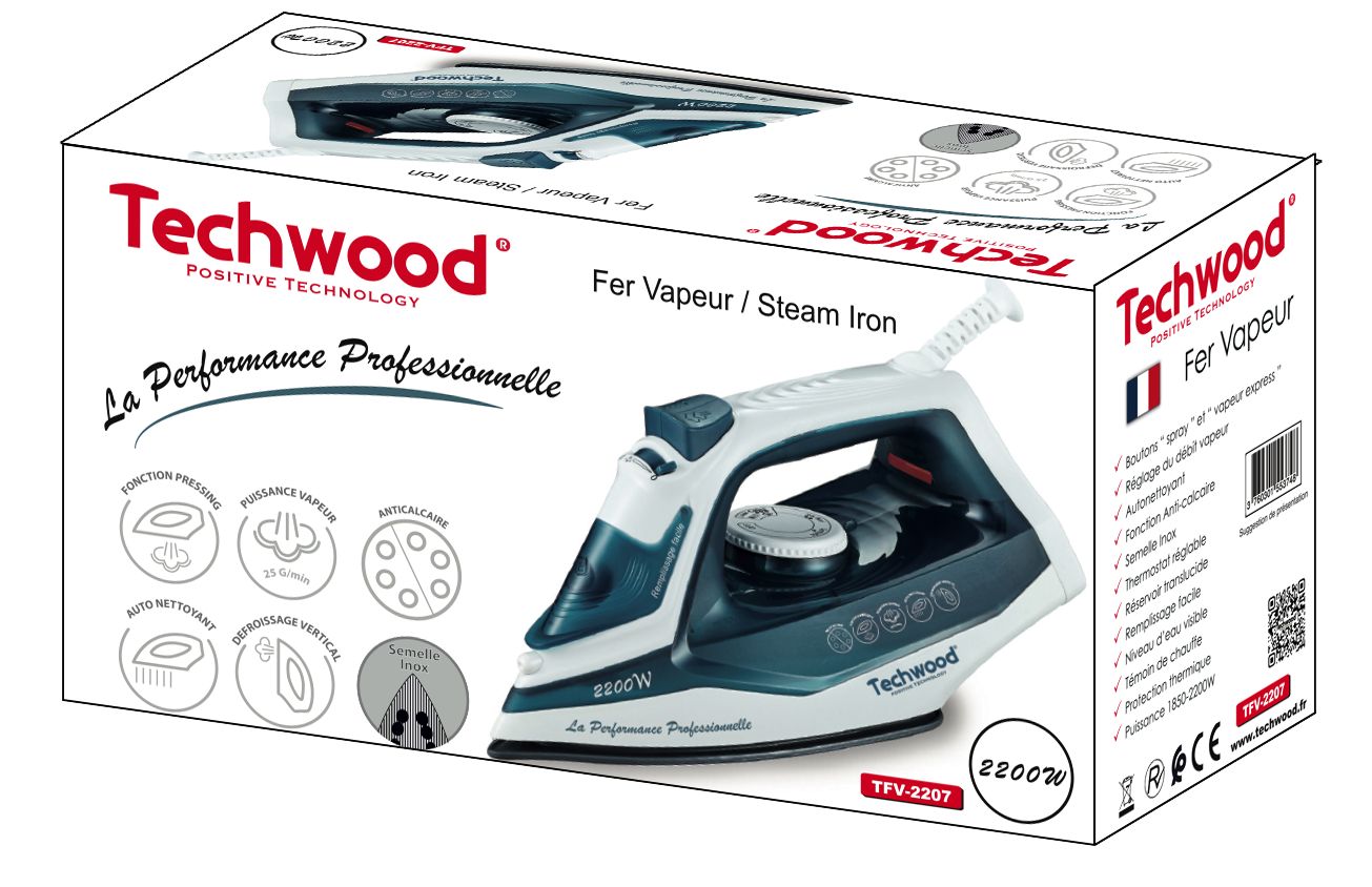 Petit électroménager fer vapeur TECHWOOD TFV-2207 infinytech Réunion 02