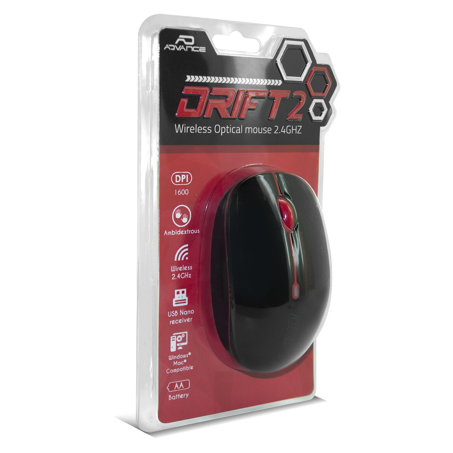 Matériels informatique souris ADVANCE Drift 2 Sans Fil Rouge infinytech Réunion 12