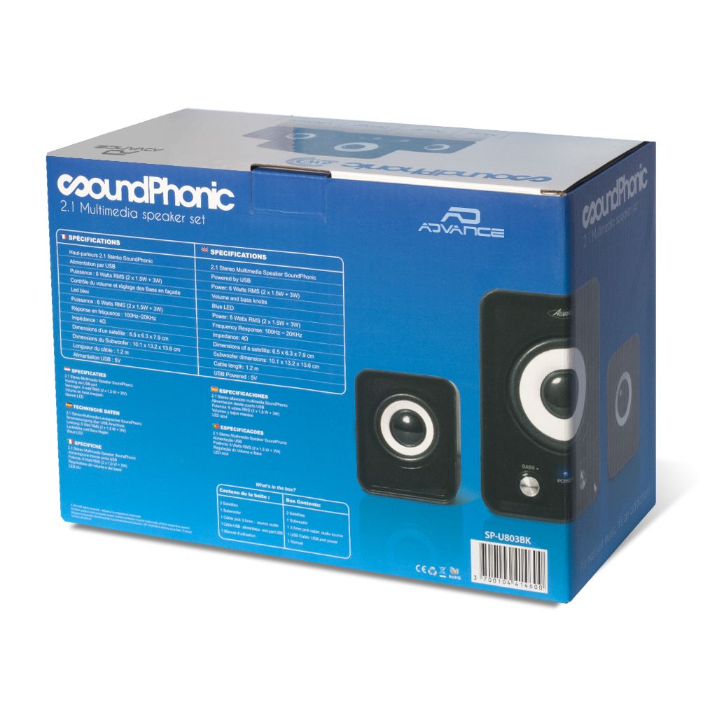Matériels informatique Haut parleurs ADVANCE SoundPhonic 2.1 6W RMS Noir infinytech Réunion 13
