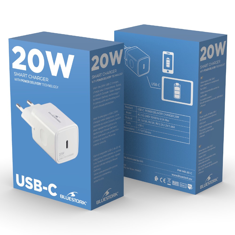 Matériels informatique chargeur universel BLUESTORK USB-C 20W infinytech Réunion 09