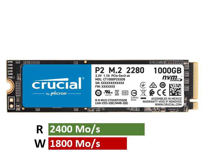 Crucial - p2 1to 3d nand nvme? pcie m.2 ssd (ct1000p2ssd8) CRUCIAL Pas Cher  