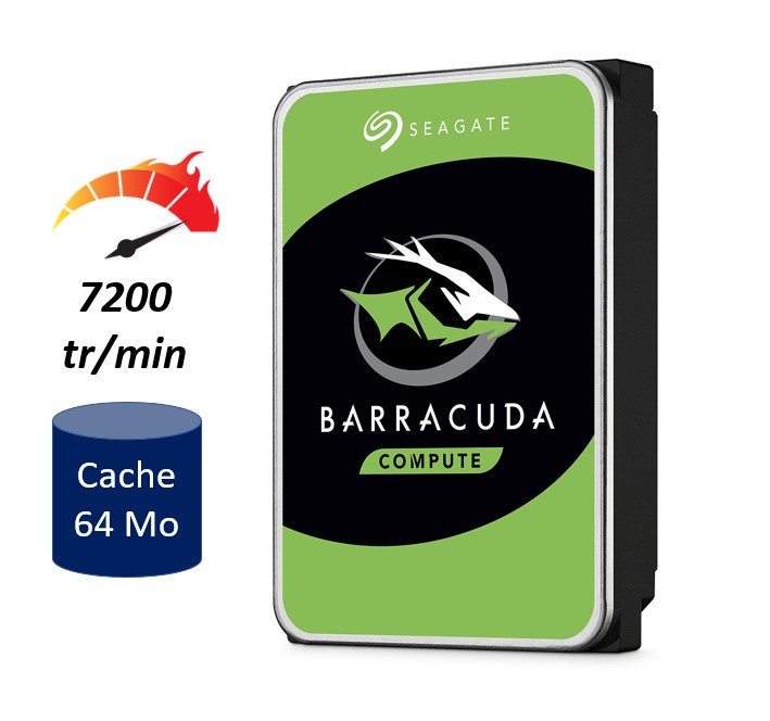 Disque Dur Interne 3.5 Seagate HDD BarraCuda (ST1000DM010)