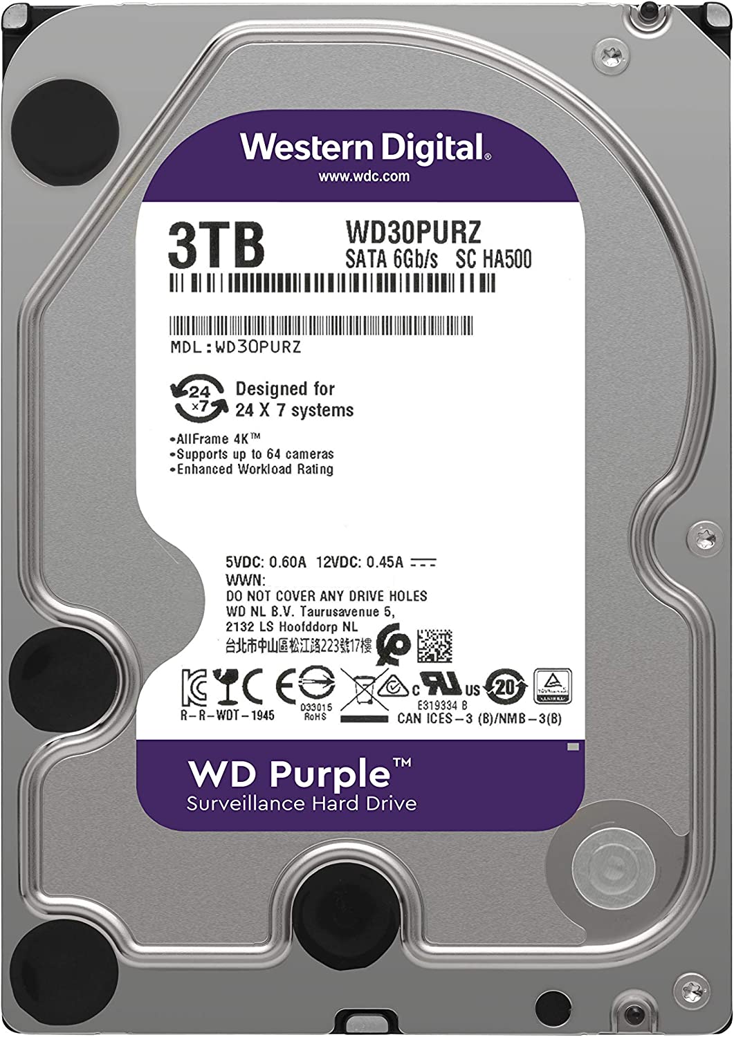Matériels informatique HDD 3.5 WESTERN DIGITAL Purple WD30PURZ 3 To infinytech Réunion 26
