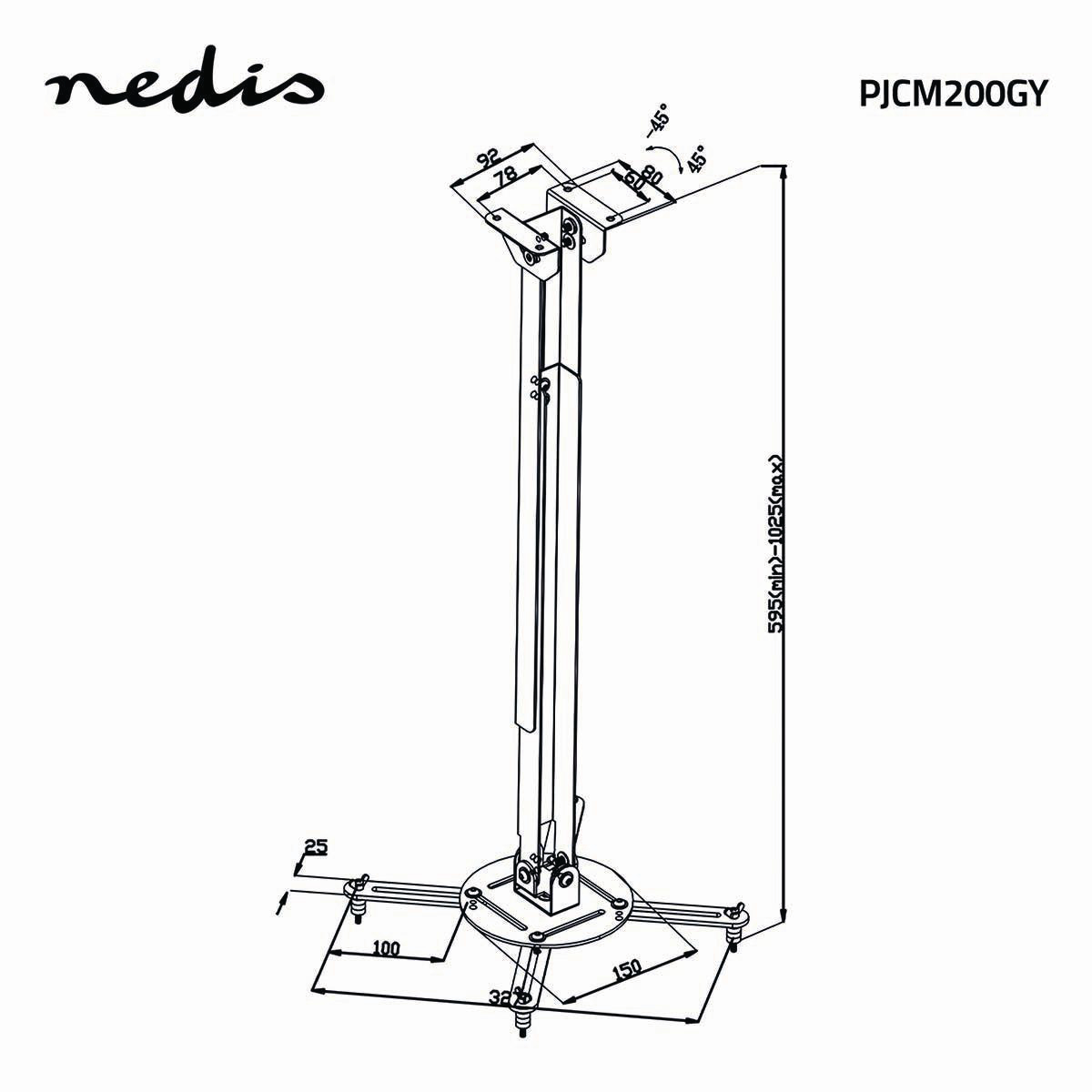 Matériels vidéo support plafond pour vidéoprojecteur NEDIS PJCM200GY infinytech Réunion 03