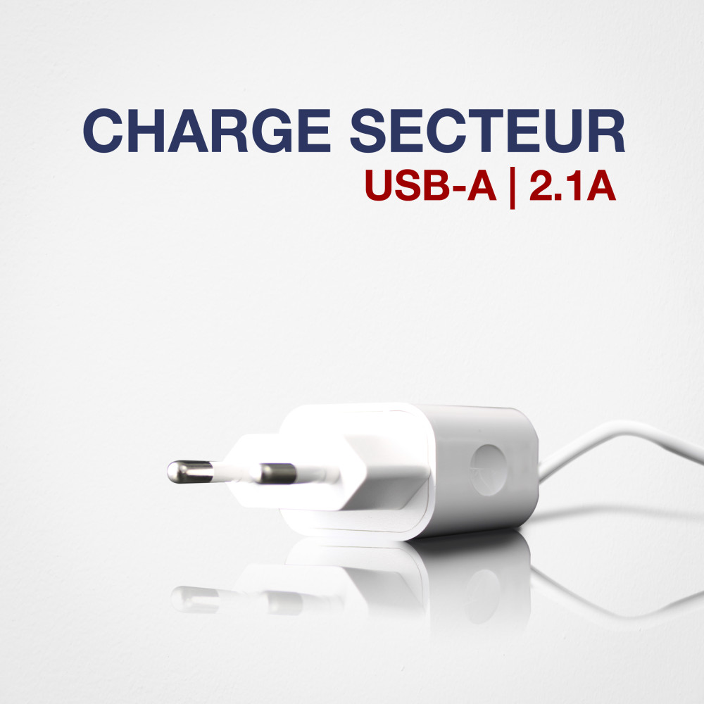 Accessoires téléphonie chargeur secteur APM 570336 1 port USB 2.1A Blanc infinytech Réunion 03