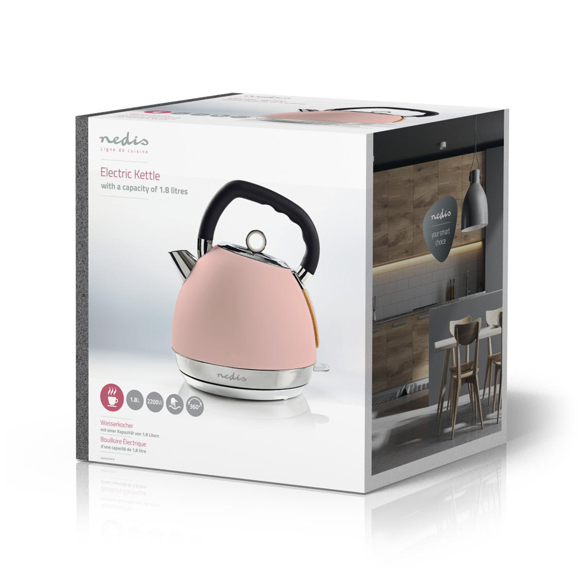 Petit électroménager bouilloire électrique NEDIS KAWK520EPK Rose infinytech Réunion 05