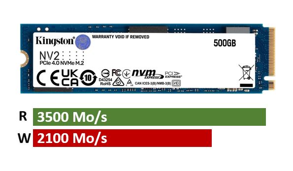 Disque interne SSD Kingston NV2 M.2 2280 NVMe PCIe 4.0 Express 500