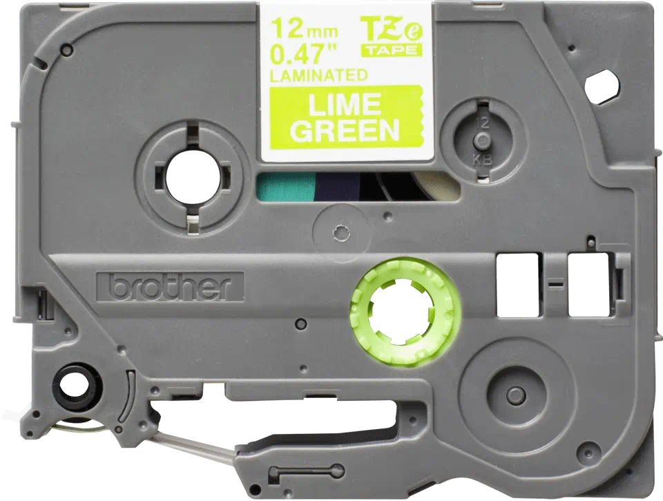 Consommables informatique cassette à ruban BROTHER TZe-MQG35 Blanc sur vert citron 12 mm de large infinytech Réunion 02