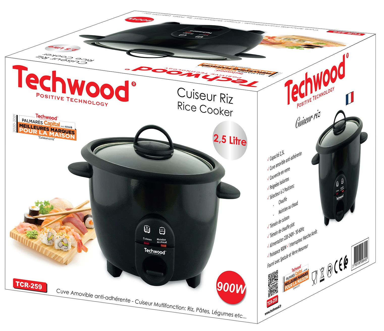 Petit électroménager cuiseur à riz TECHWOOD TCR-259 infinytech Réunion 02