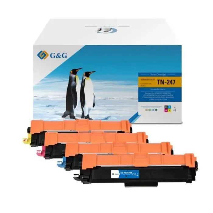 Pack De 4 Toners TN247 BK-C-M-Y Compatible Brother - Marque LxTek - Pour Imprimantes DCP-L Série