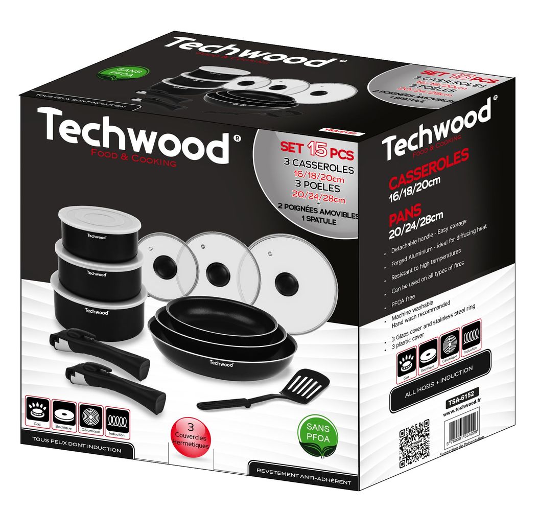 Petit électroménager Set 3 Casseroles 16-18-20cm et 3 Poêles 20-24-28cm TECHWOOD TSA-6152 infinytech Réunion 02