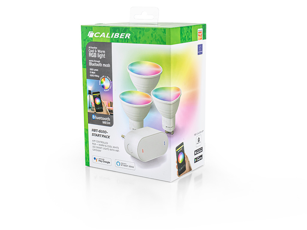 Objets connectés 3 spots GU10 LED RGB connectés CALIBER HBT-GU10-STARTPACK infinytech Réunion 01