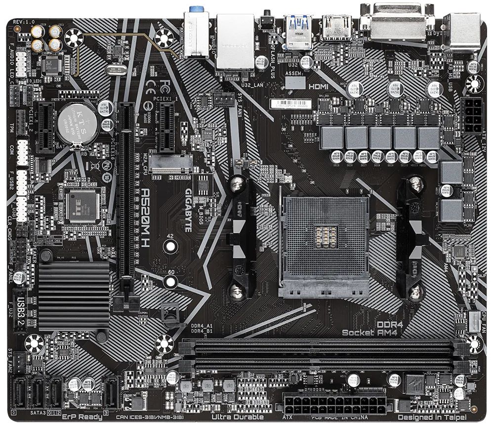 Matériels informatique carte mère GIGABYTE A520M H Rev1.0 infinytech Réunion 02