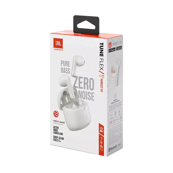 Matériels audio écouteurs JBL Tune Flex Bluetooth Blanc infinytech Réunion 05