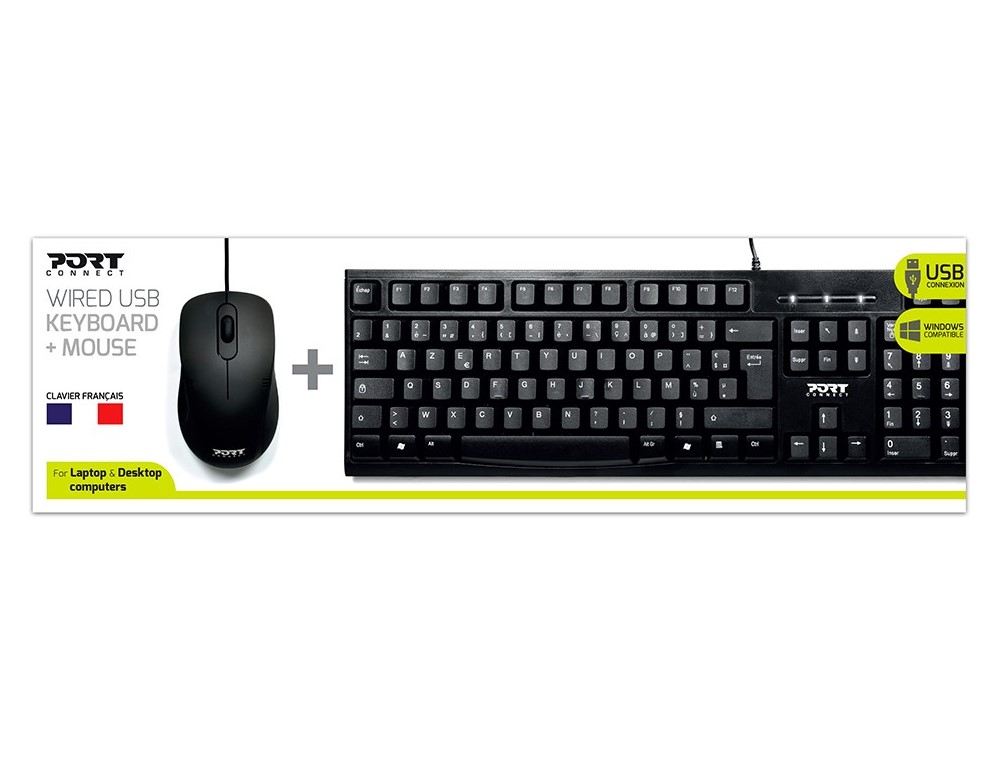 Matériels informatique pack clavier souris PORT DESIGNS 900900 Filaire Noir infinytech Réunion 02