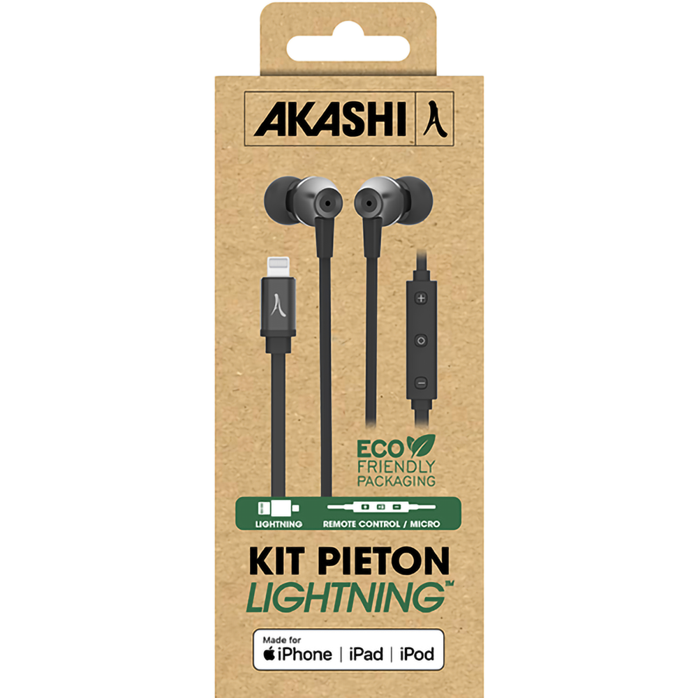 Accessoires téléphonie kit piéton AKASHI Apple MFI Lightning Filaire Noir infinytech Réunion 03