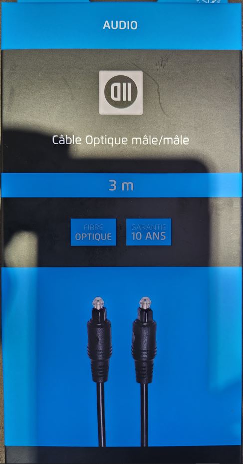 Câble Audio Toslink Optique Mâle/Mâle 1,5m Noir - D2 DIFFUSION