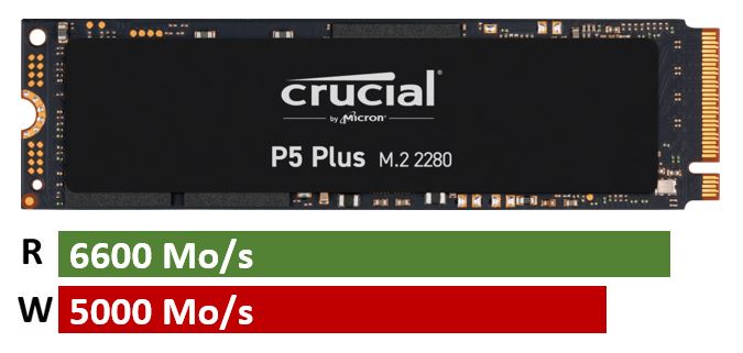 Crucial P3 Plus 1 To Pcie Gen4 3d Nand Nvme M.2 Ssd Interne, Disque Ssd  Jusqu'à 5000 Mo/s, Mode en ligne