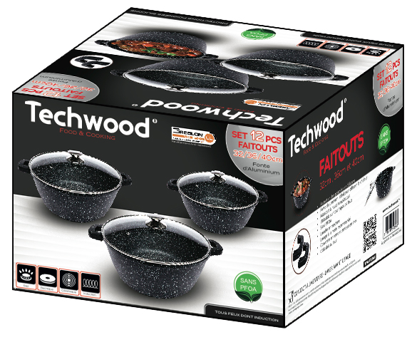 Petit électroménager Set 12 pièces Faitouts 32-36-40cm TECHWOOD TP6-FT364 infinytech Réunion 05