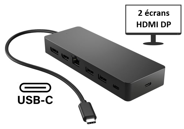 Station d'accueil USB-C HP 50H55AA HDMI DP RJ45 - infinytech-reunion