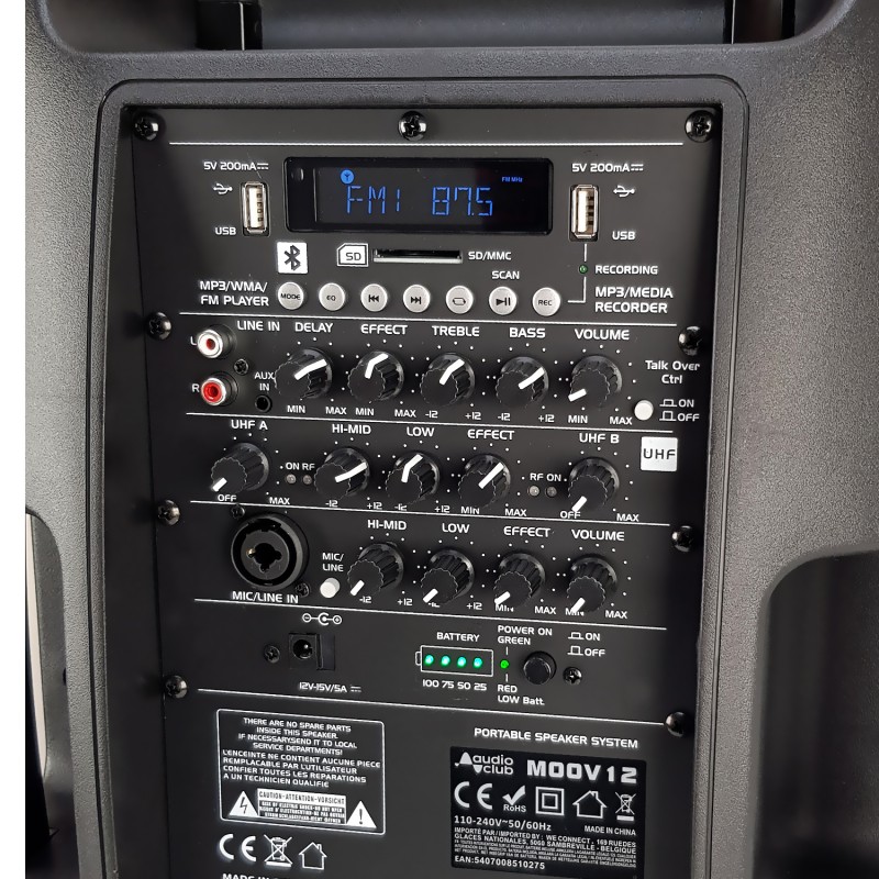Matériels audio enceinte nomade Audio Club Moov12 350W Bluetooth infinytech Réunion 03