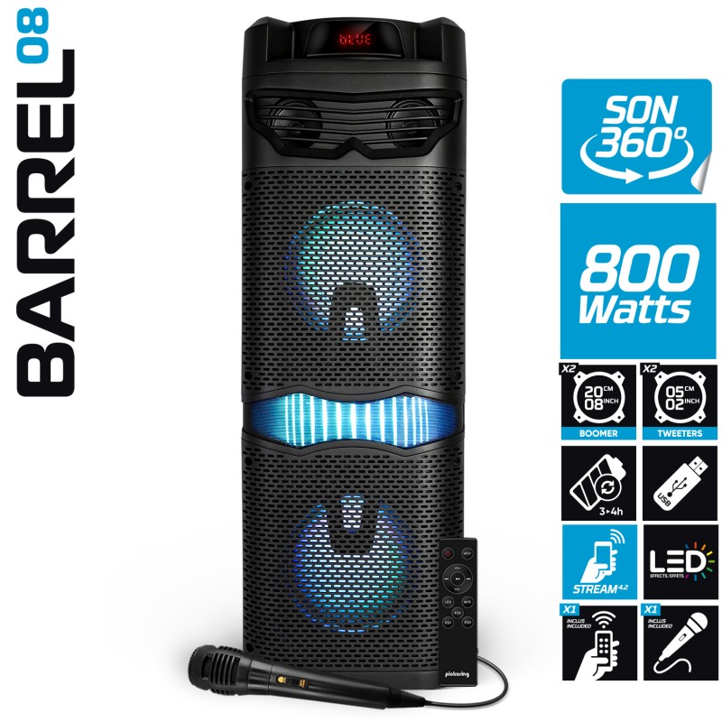Matériels audio enceinte nomade PICKERING Barrel8 LED 800W infinytech Réunion 02