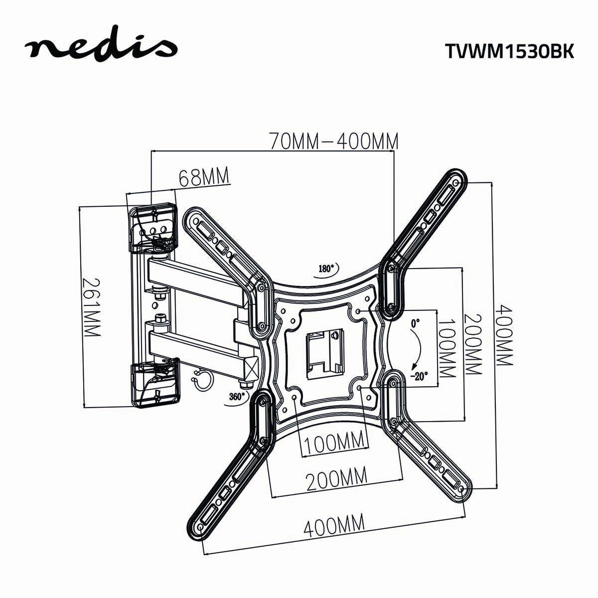 Matériels vidéo support TV mural NEDIS TVWM1530BK infinytech Réunion 24