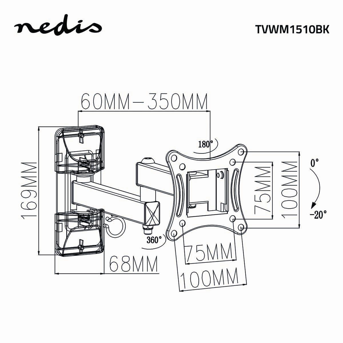 Matériels vidéo support TV mural NEDIS TVWM1510BK infinytech Réunion 24