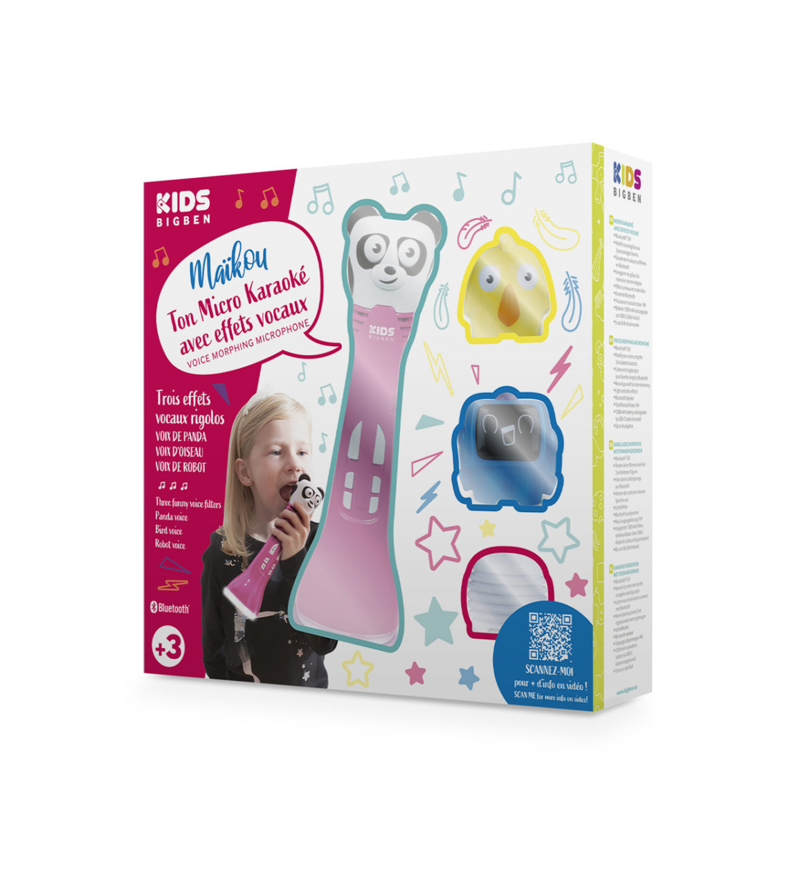 Matériels audio micro karaoké BIGBEN MICVFPK avec effets vocaus Rose infinytech Réunion 02